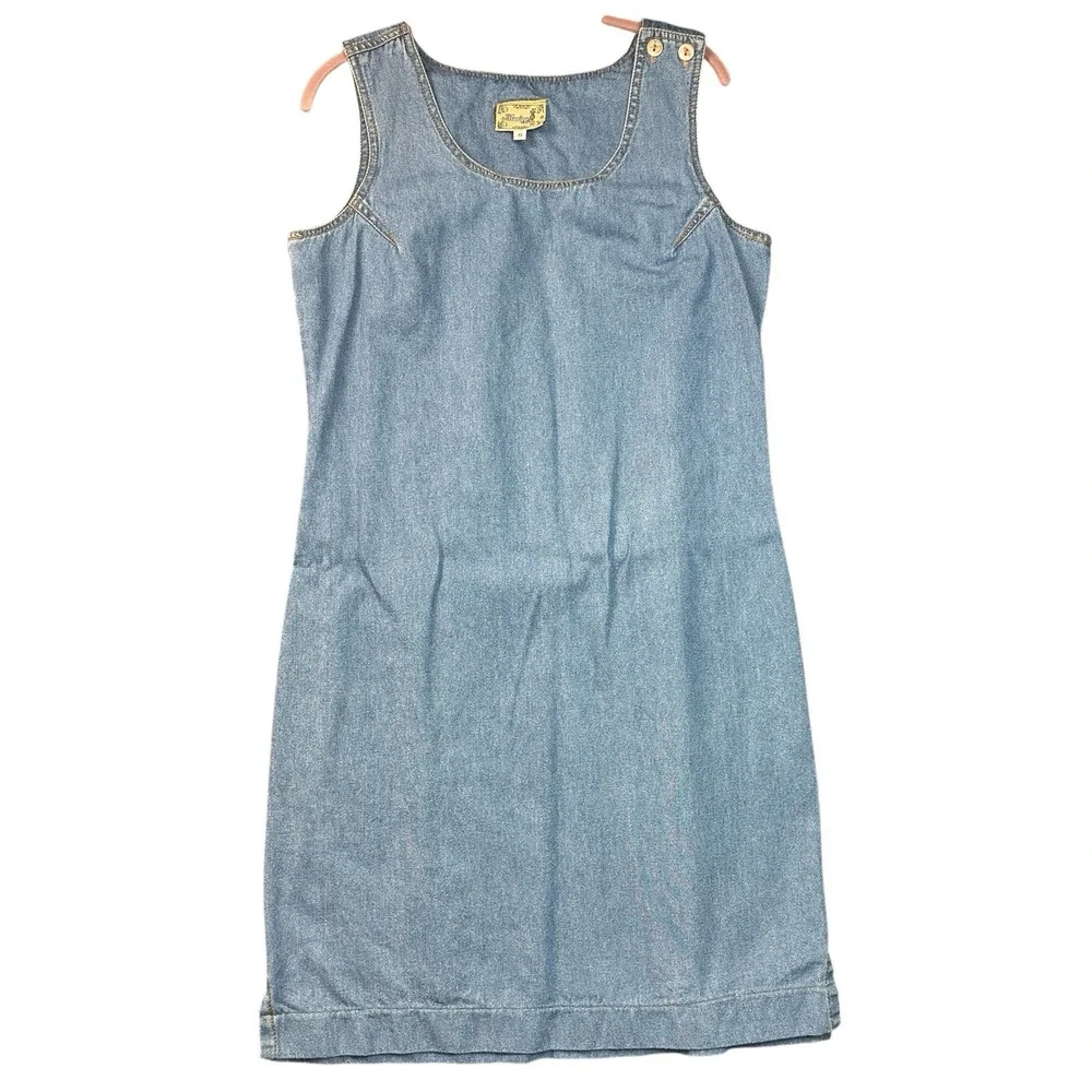 VTG Monique Fashions Denim Dress Jacket Set Size 8 Light Blue‎ Embroidered USA